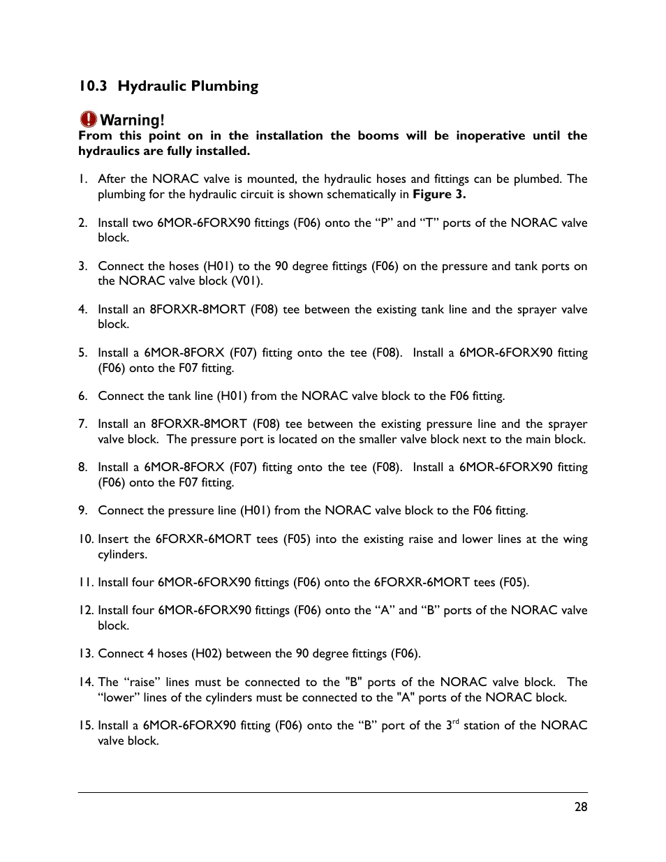 3 hydraulic plumbing | NORAC UC5-BC-JD12 User Manual | Page 31 / 44