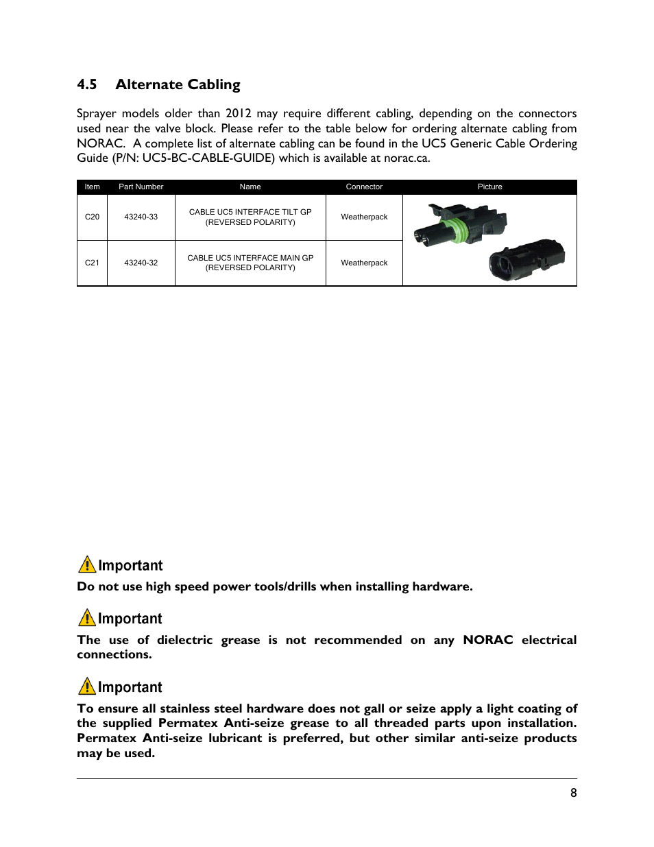 5 alternate cabling | NORAC UC5-BC-MC01 User Manual | Page 11 / 36