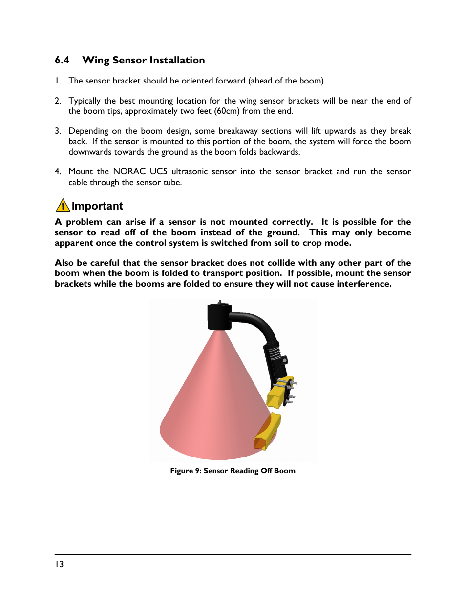 4 wing sensor installation | NORAC UC5-BC-MC01 User Manual | Page 16 / 36