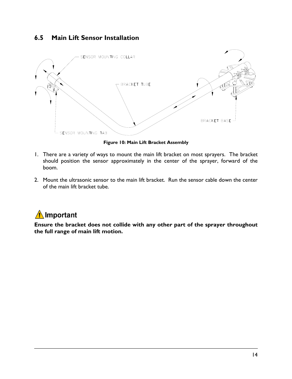 5 main lift sensor installation | NORAC UC5-BC-MC01 User Manual | Page 17 / 36