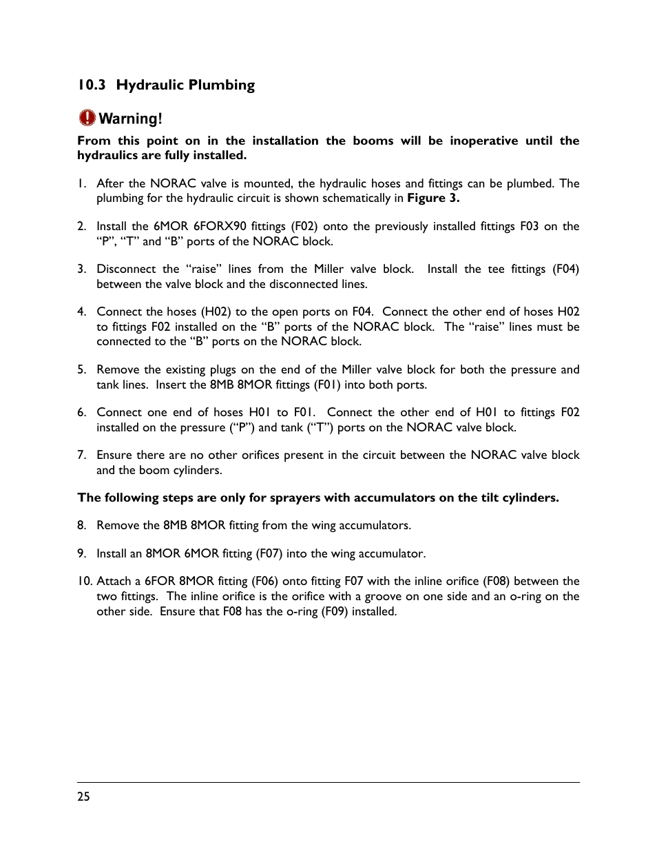 3 hydraulic plumbing | NORAC UC5-BC-MC01 User Manual | Page 28 / 36