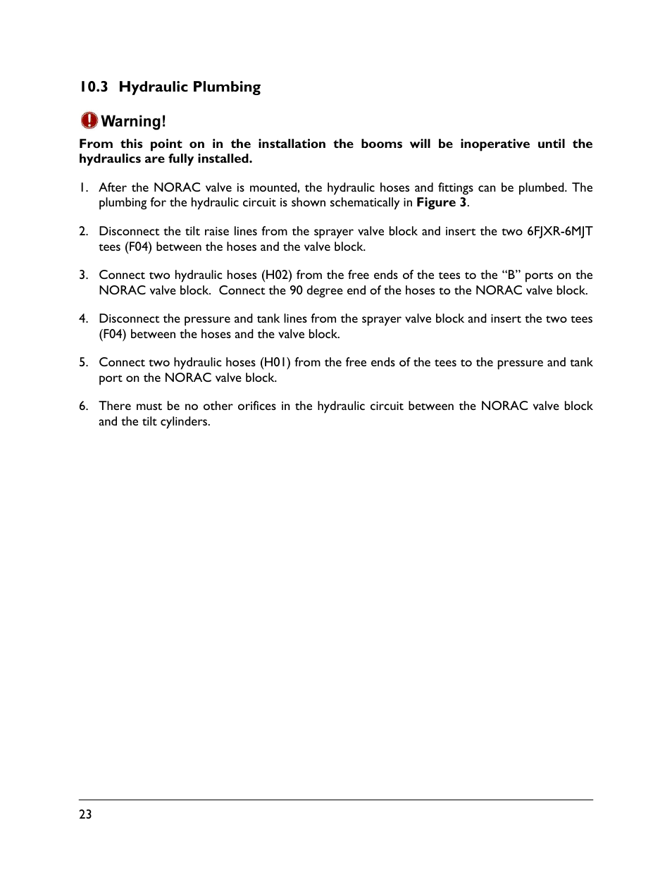 3 hydraulic plumbing | NORAC UC5-BC-RB01 User Manual | Page 26 / 34
