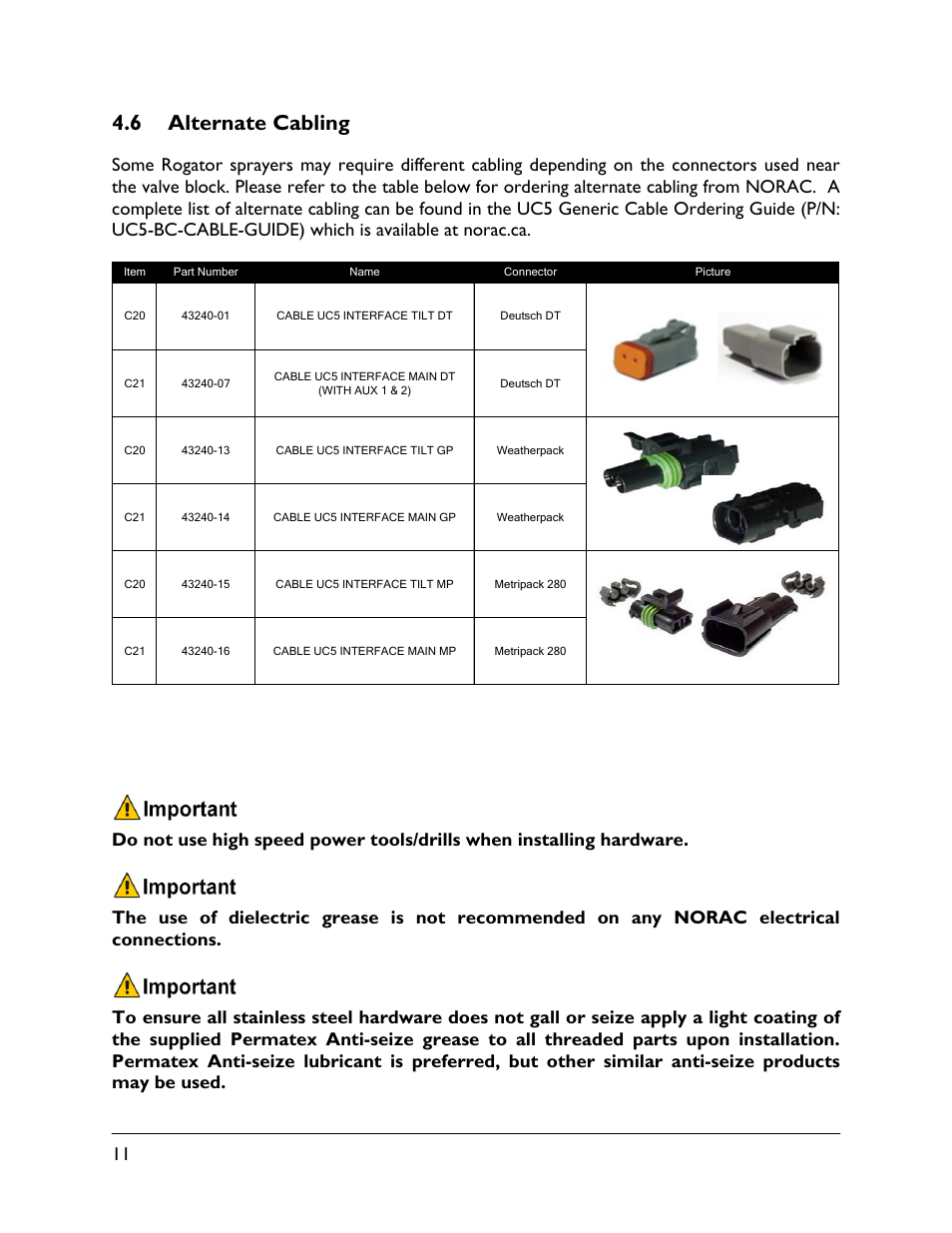 6 alternate cabling | NORAC UC5-BC-RG06 User Manual | Page 14 / 44