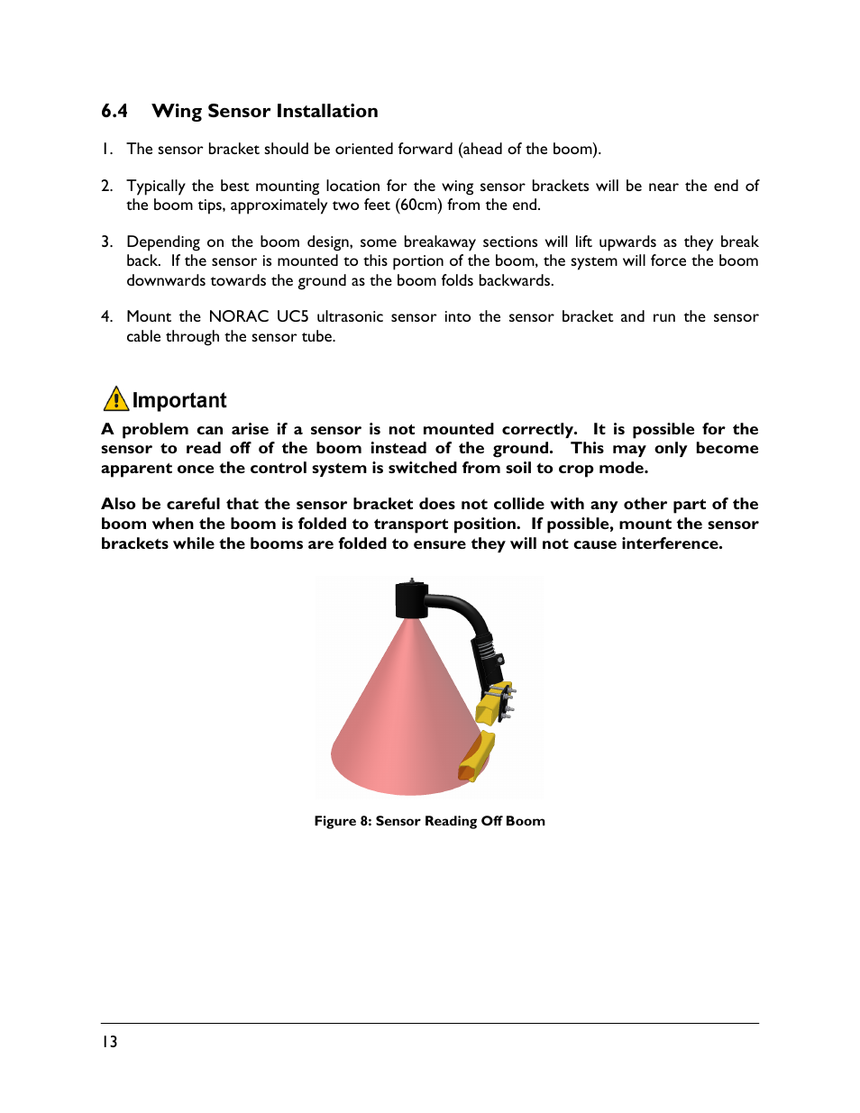 4 wing sensor installation | NORAC UC5-BC-RG07 User Manual | Page 16 / 36