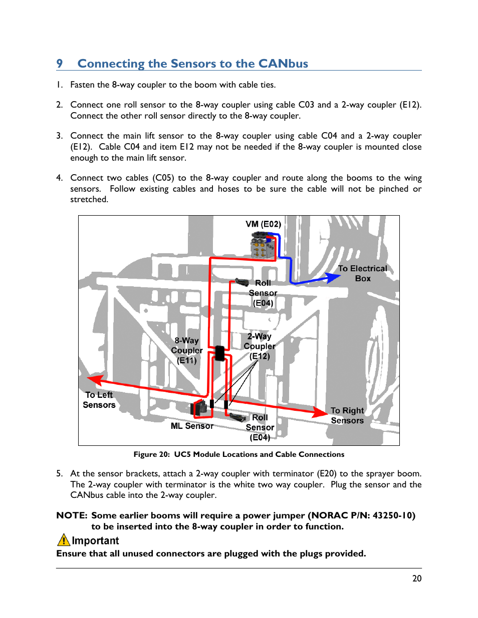 9 connecting the sensors to the canbus | NORAC UC5-BC-RG10 User Manual | Page 23 / 31