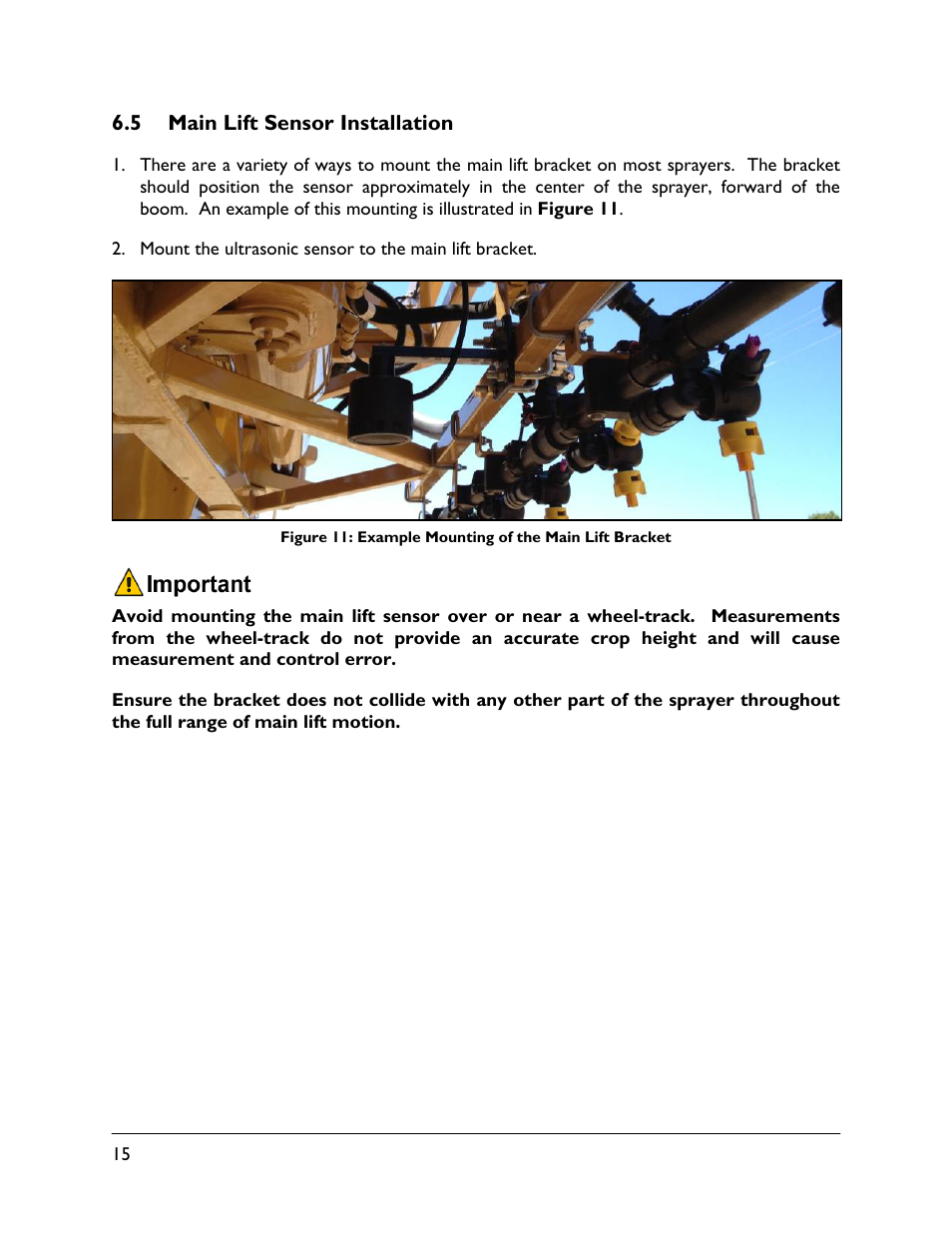 5 main lift sensor installation | NORAC UC5-BC-RG11 User Manual | Page 18 / 41