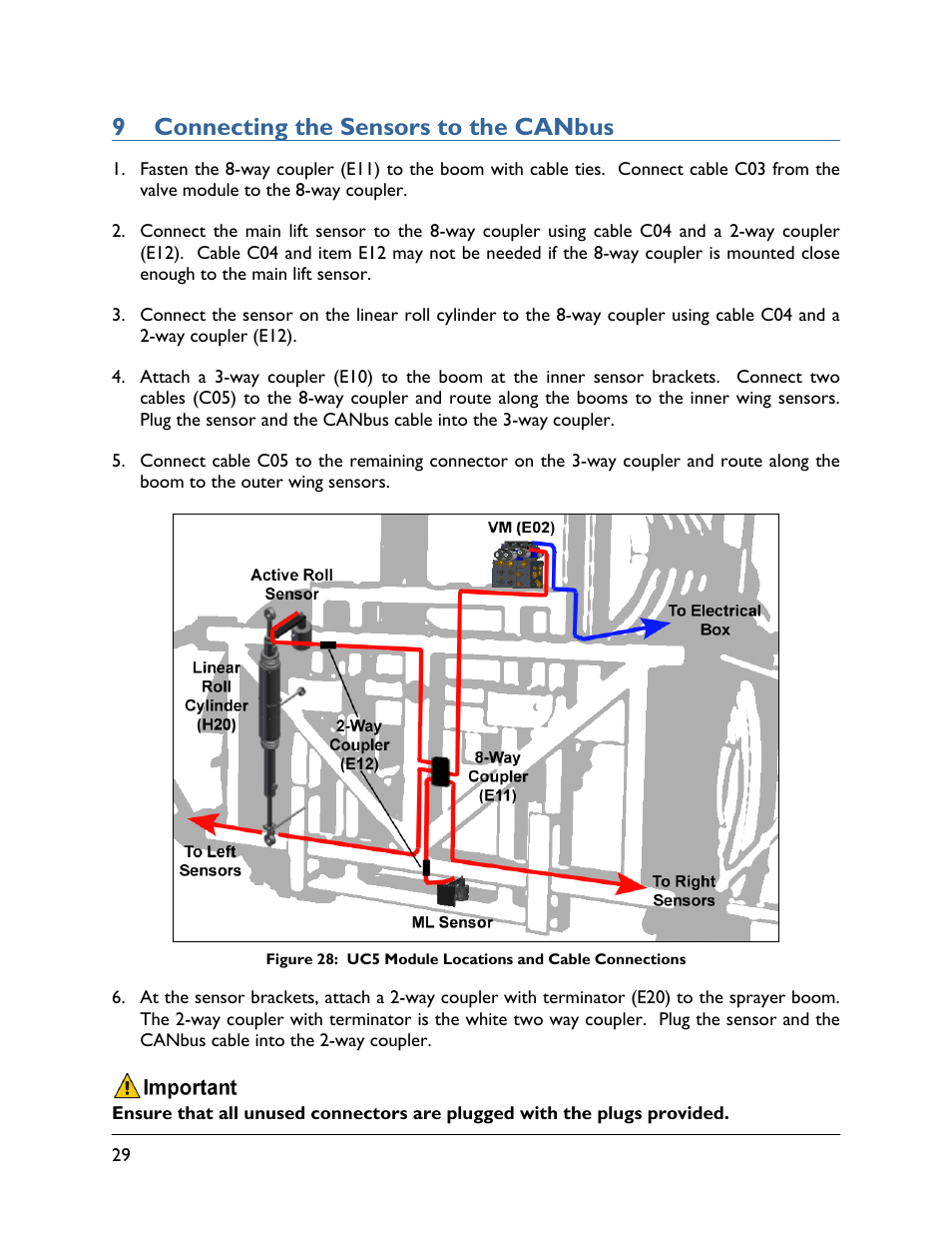 9 connecting the sensors to the canbus | NORAC UC5-BC-RG12 User Manual | Page 32 / 41