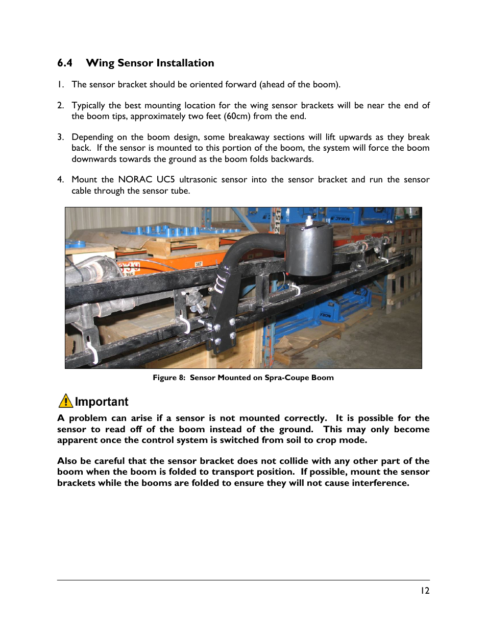 4 wing sensor installation | NORAC UC5-BC-SC01 User Manual | Page 15 / 34