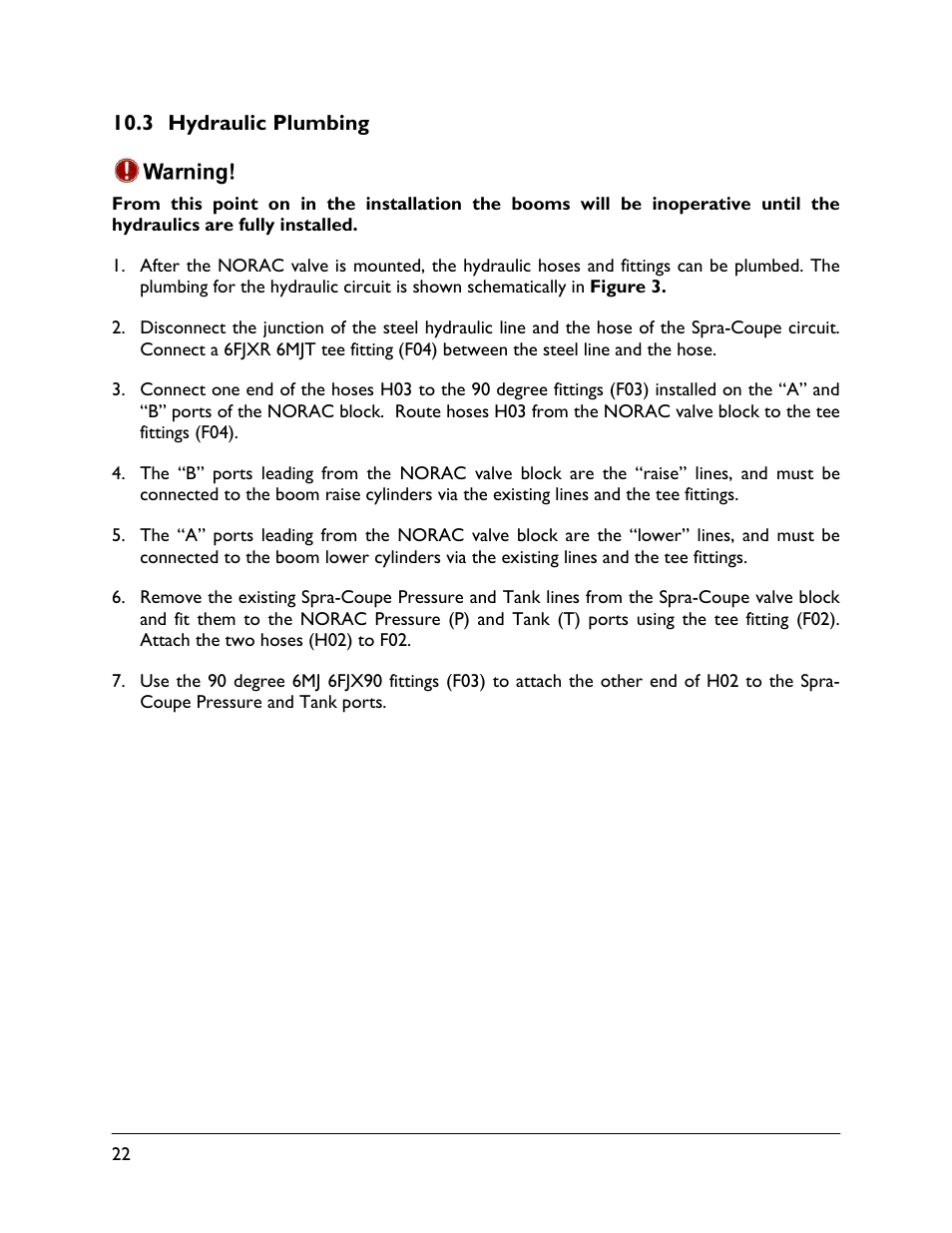 3 hydraulic plumbing | NORAC UC5-BC-SC01 User Manual | Page 26 / 34