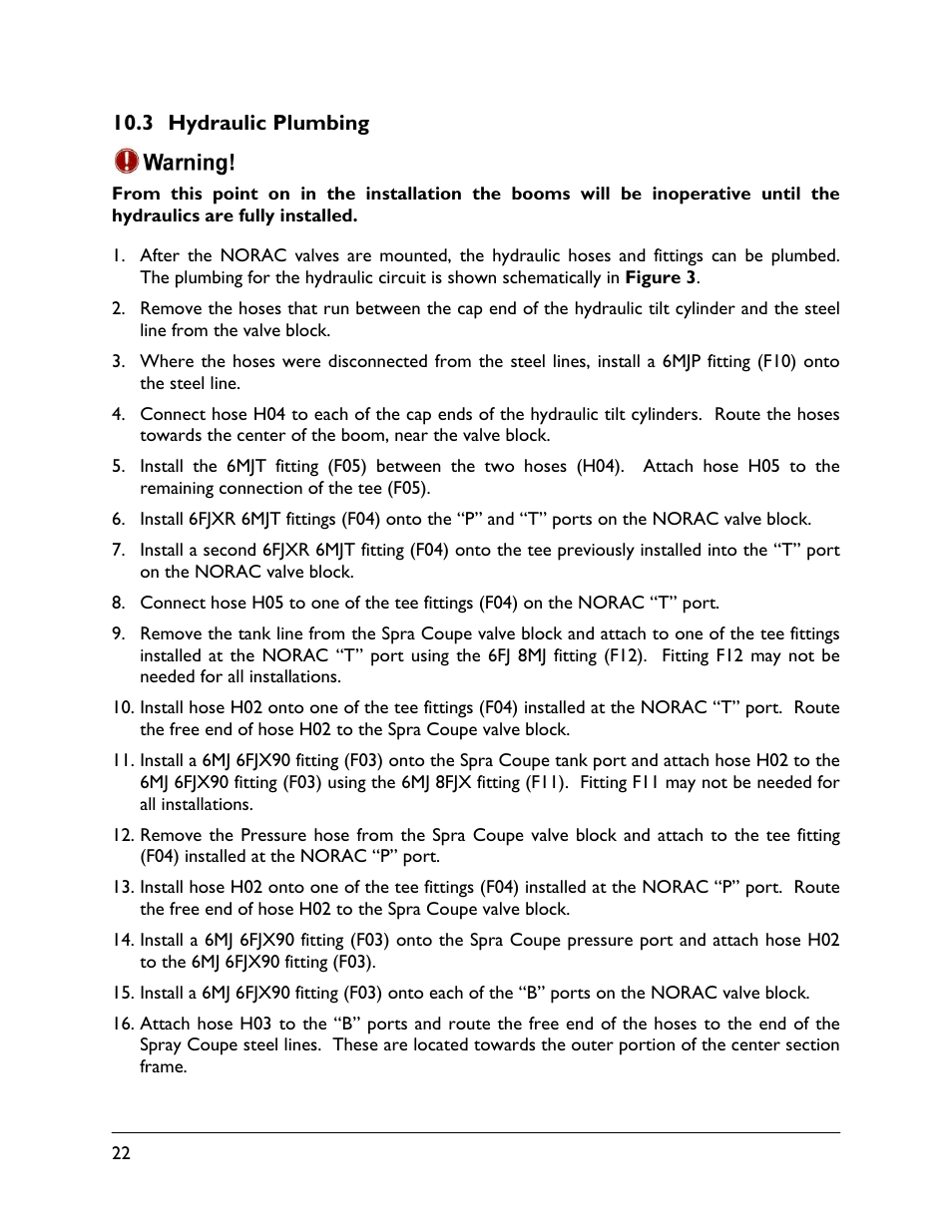 3 hydraulic plumbing | NORAC UC5-BC-SC02 User Manual | Page 26 / 35