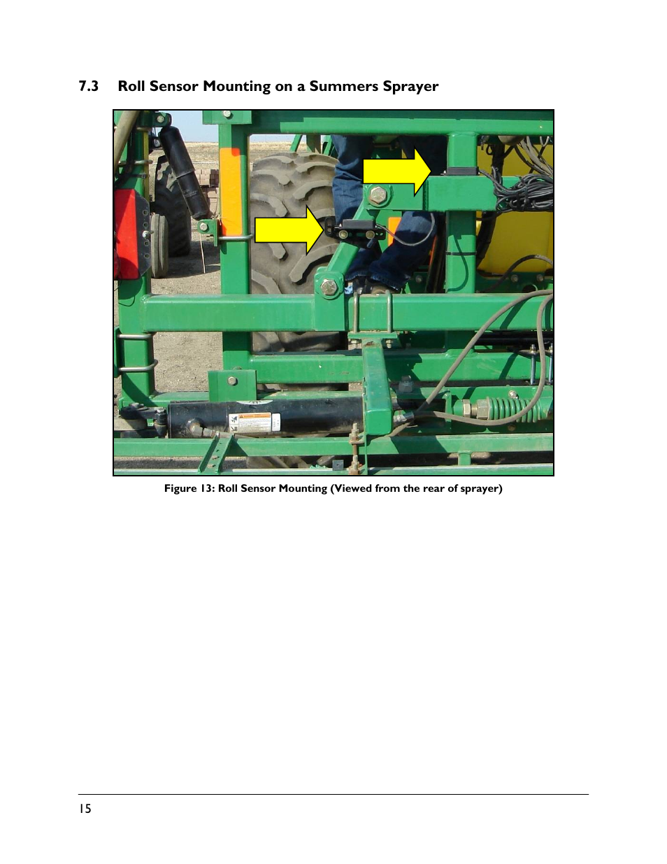 3 roll sensor mounting on a summers sprayer | NORAC UC5-BC-SM02 User Manual | Page 18 / 34
