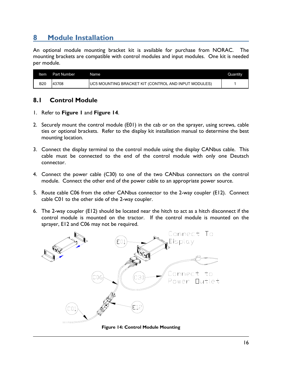 8 module installation, 1 control module | NORAC UC5-BC-SM02 User Manual | Page 19 / 34