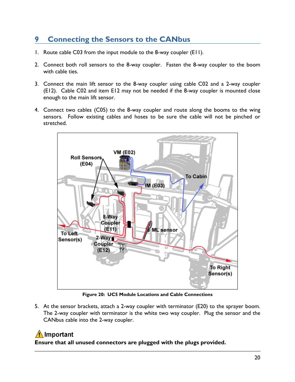 9 connecting the sensors to the canbus | NORAC UC5-BC-SM02 User Manual | Page 23 / 34