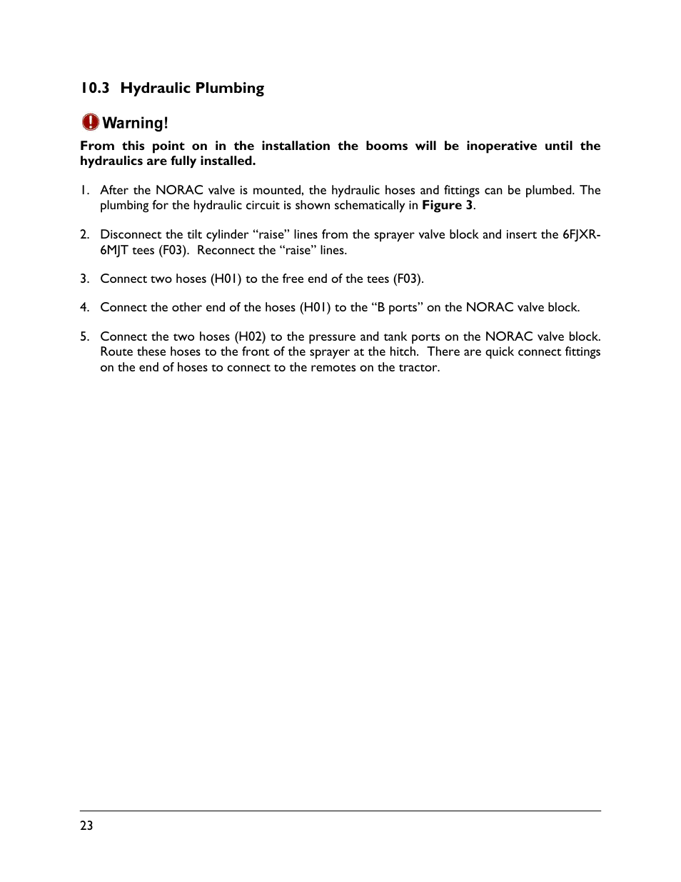 3 hydraulic plumbing | NORAC UC5-BC-SM02 User Manual | Page 26 / 34