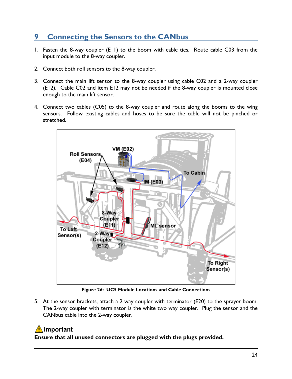 9 connecting the sensors to the canbus | NORAC UC5-BC-TA01 User Manual | Page 27 / 38