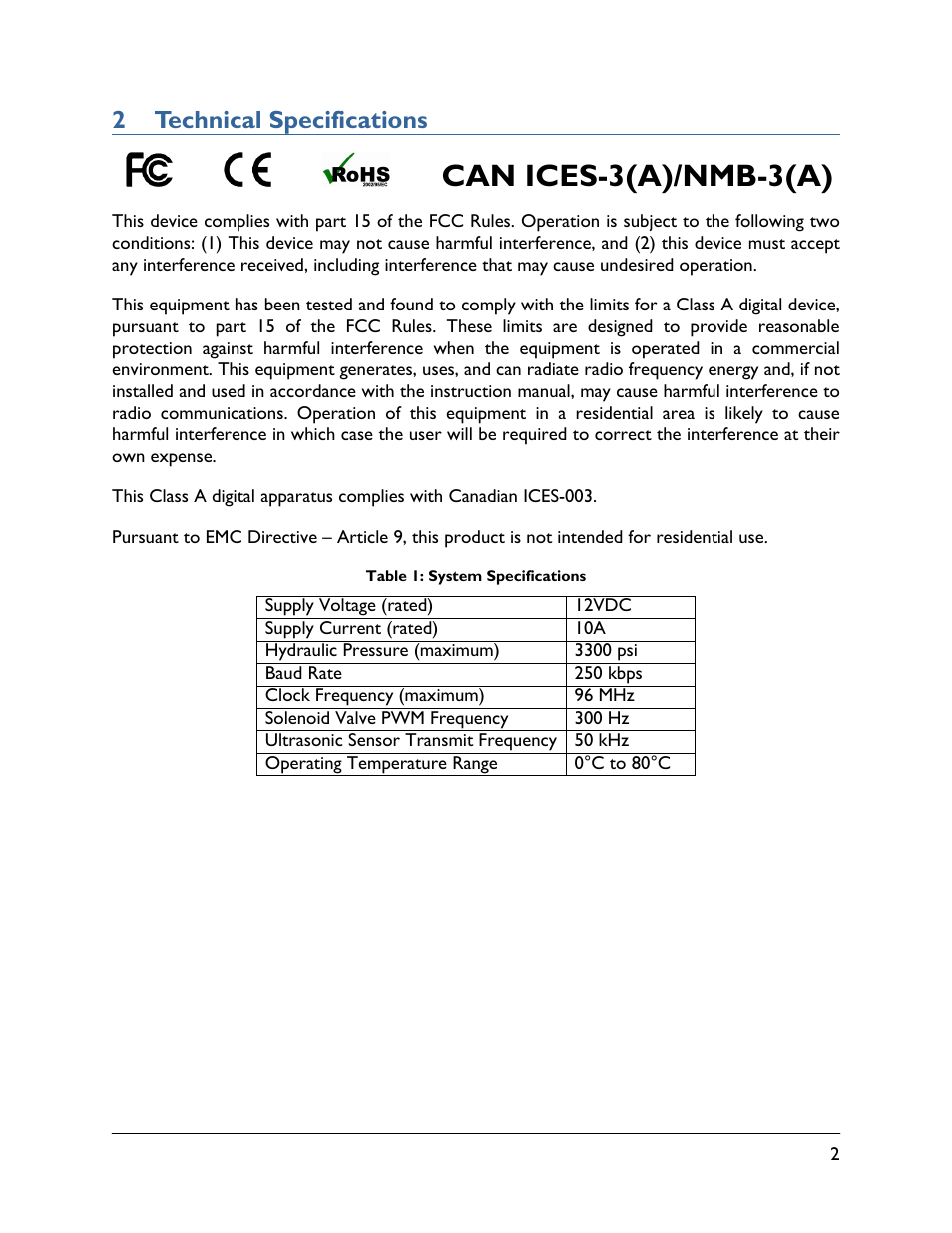 2 technical specifications, Can ices-3(a)/nmb-3(a) | NORAC UC5-BC-TA01 User Manual | Page 5 / 38