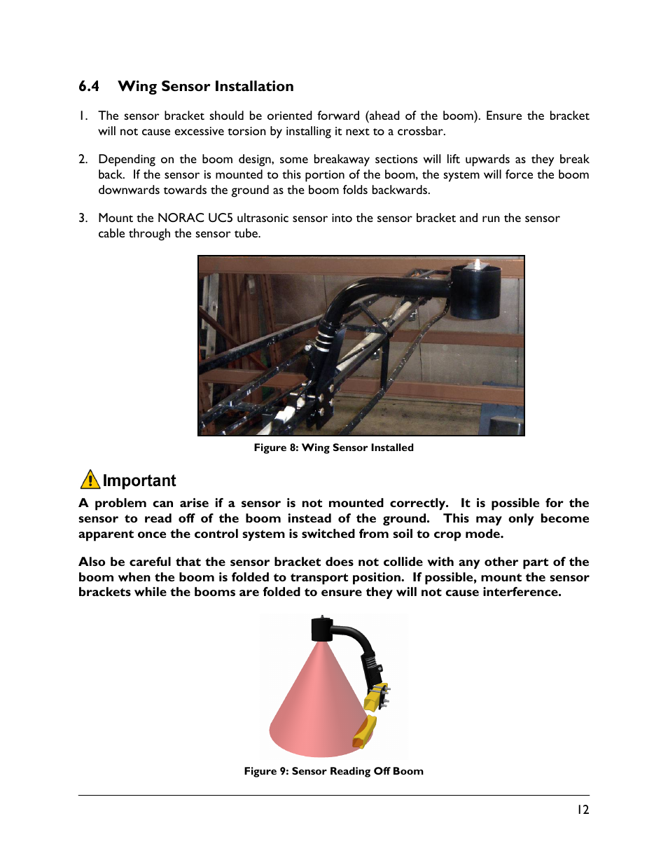 4 wing sensor installation | NORAC UC5-BC-VS01 User Manual | Page 15 / 36