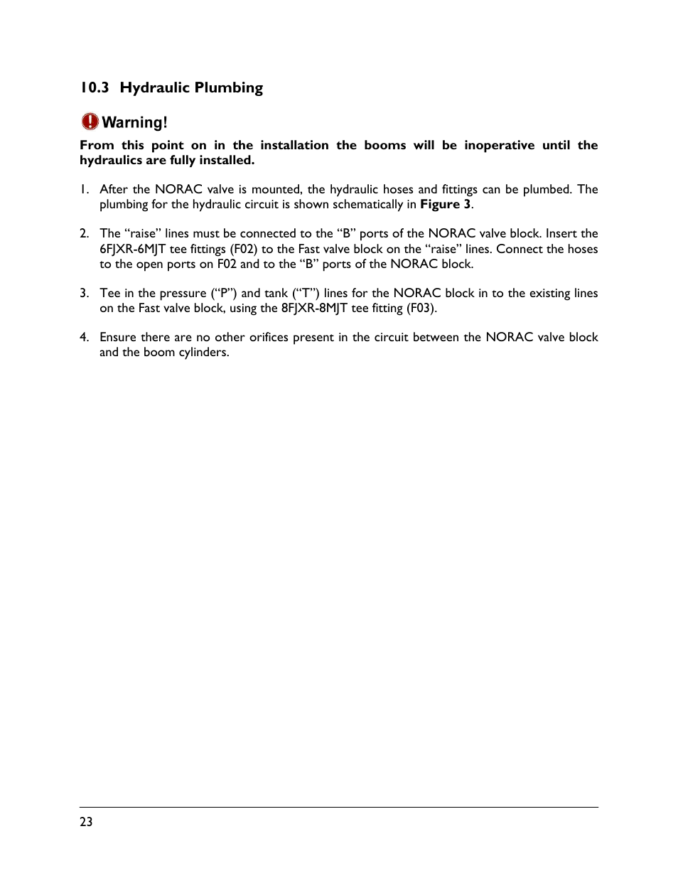 3 hydraulic plumbing | NORAC UC5-BC-FT01 User Manual | Page 26 / 34