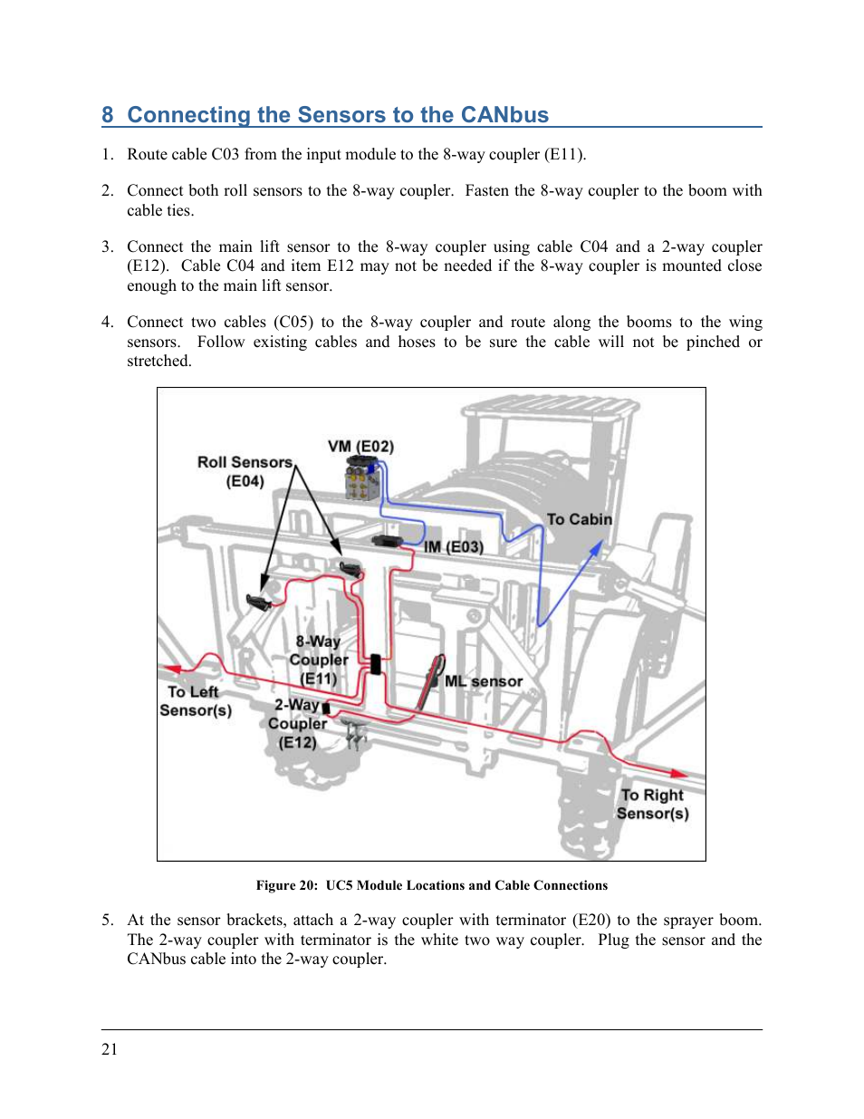 8 connecting the sensors to the canbus | NORAC UC5-BC-FT02 User Manual | Page 24 / 35