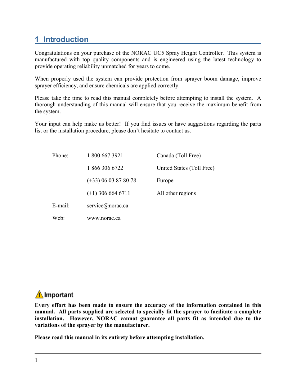 1 introduction | NORAC UC5-BC-FT02 User Manual | Page 4 / 35