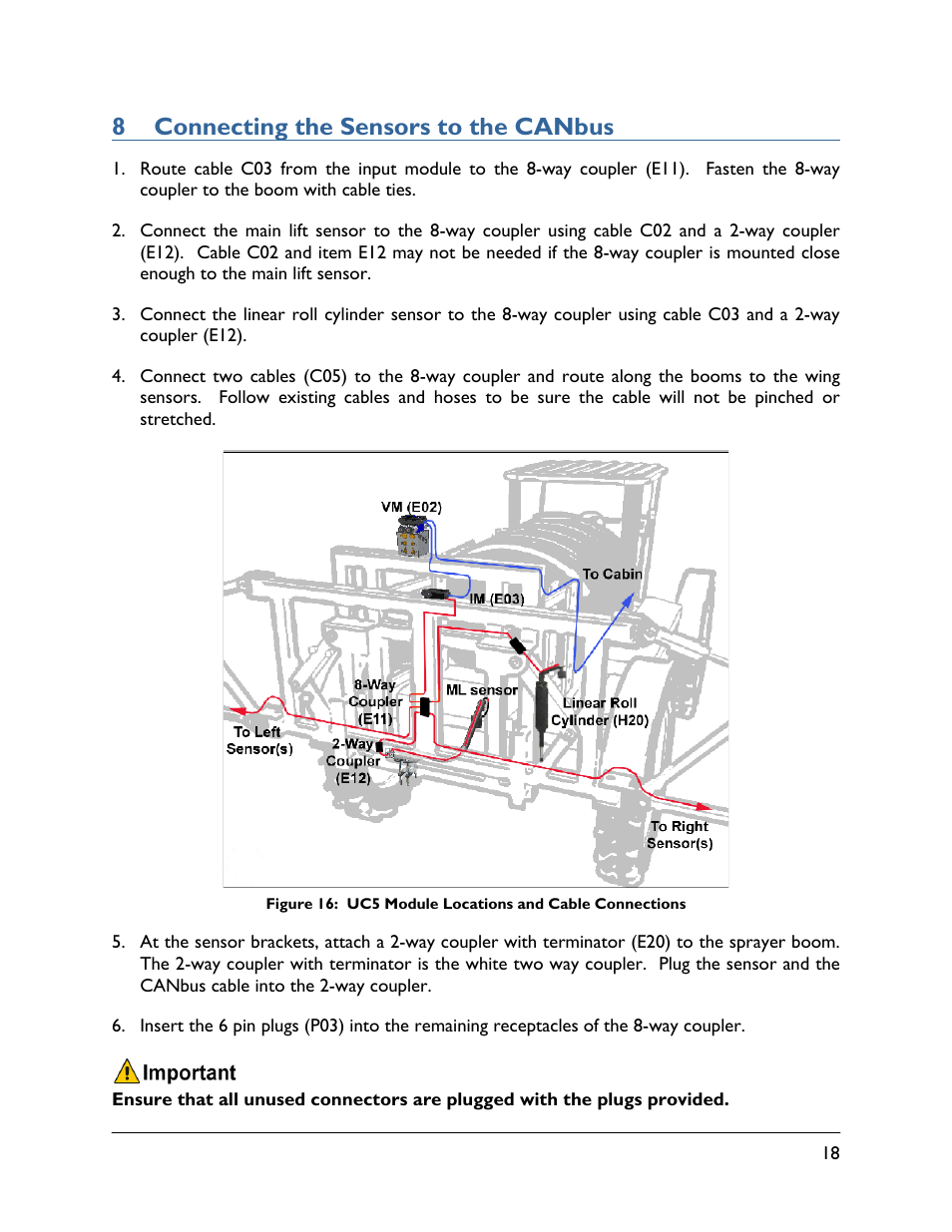 8 connecting the sensors to the canbus | NORAC UC5-BC-FT02A User Manual | Page 21 / 36