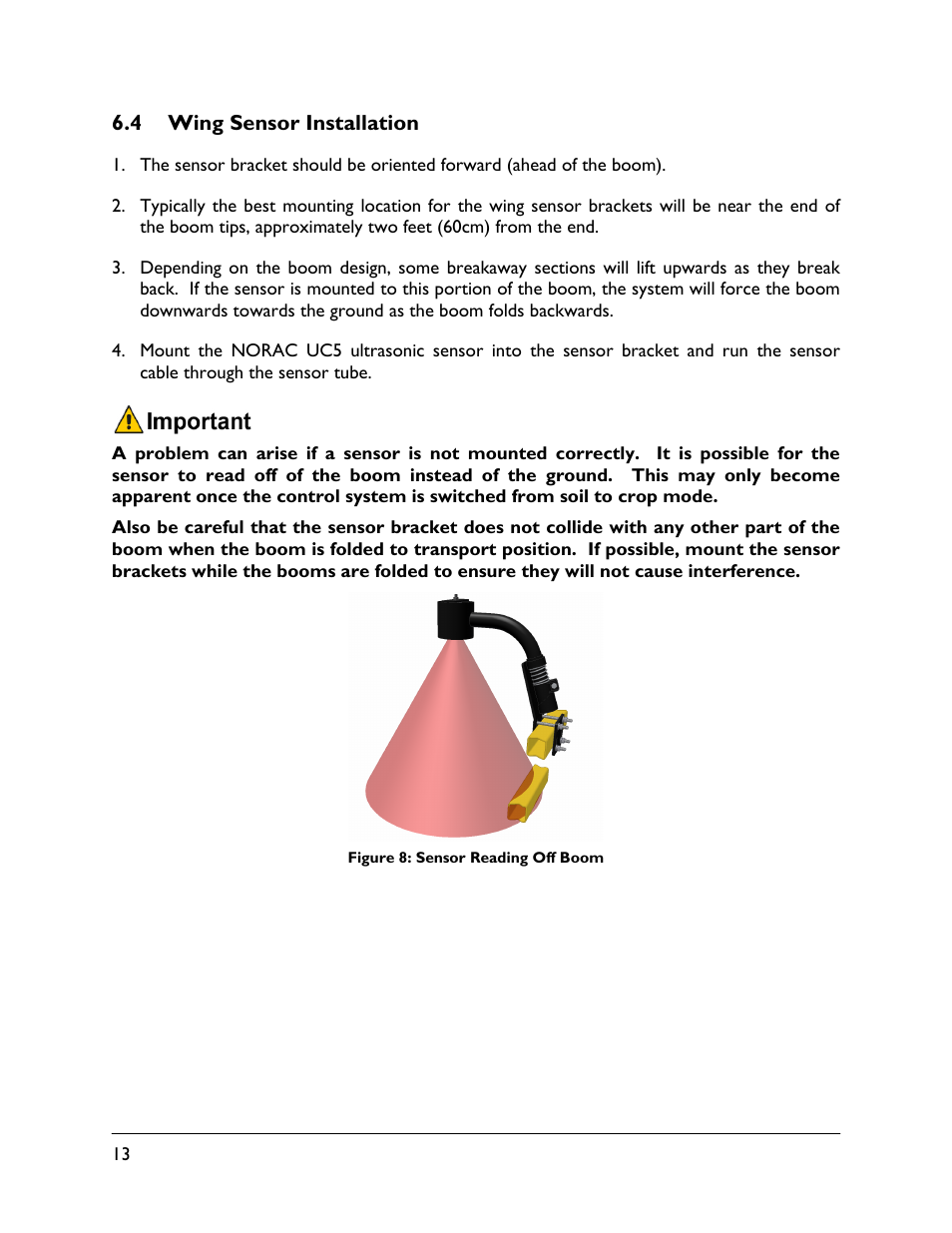 4 wing sensor installation | NORAC UC5-BC-HG02 User Manual | Page 16 / 37