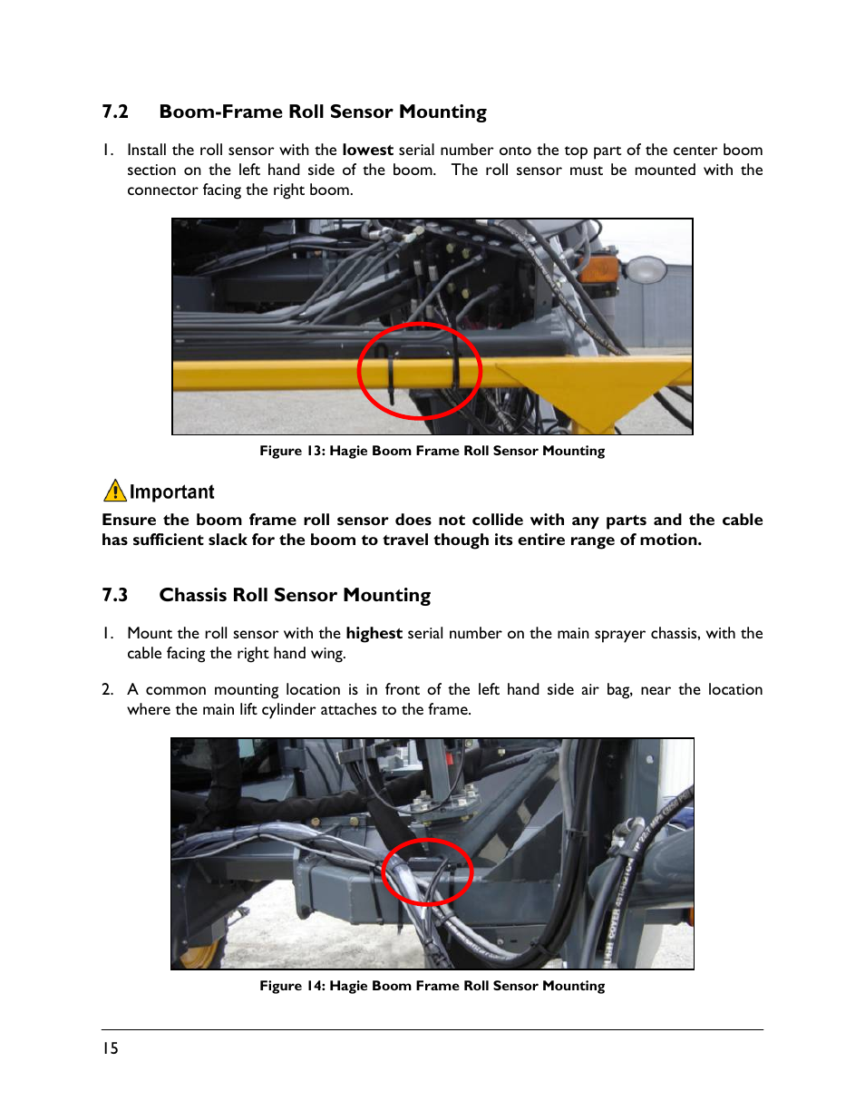 2 boom-frame roll sensor mounting, 3 chassis roll sensor mounting | NORAC UC5-BC-HG03 User Manual | Page 18 / 39