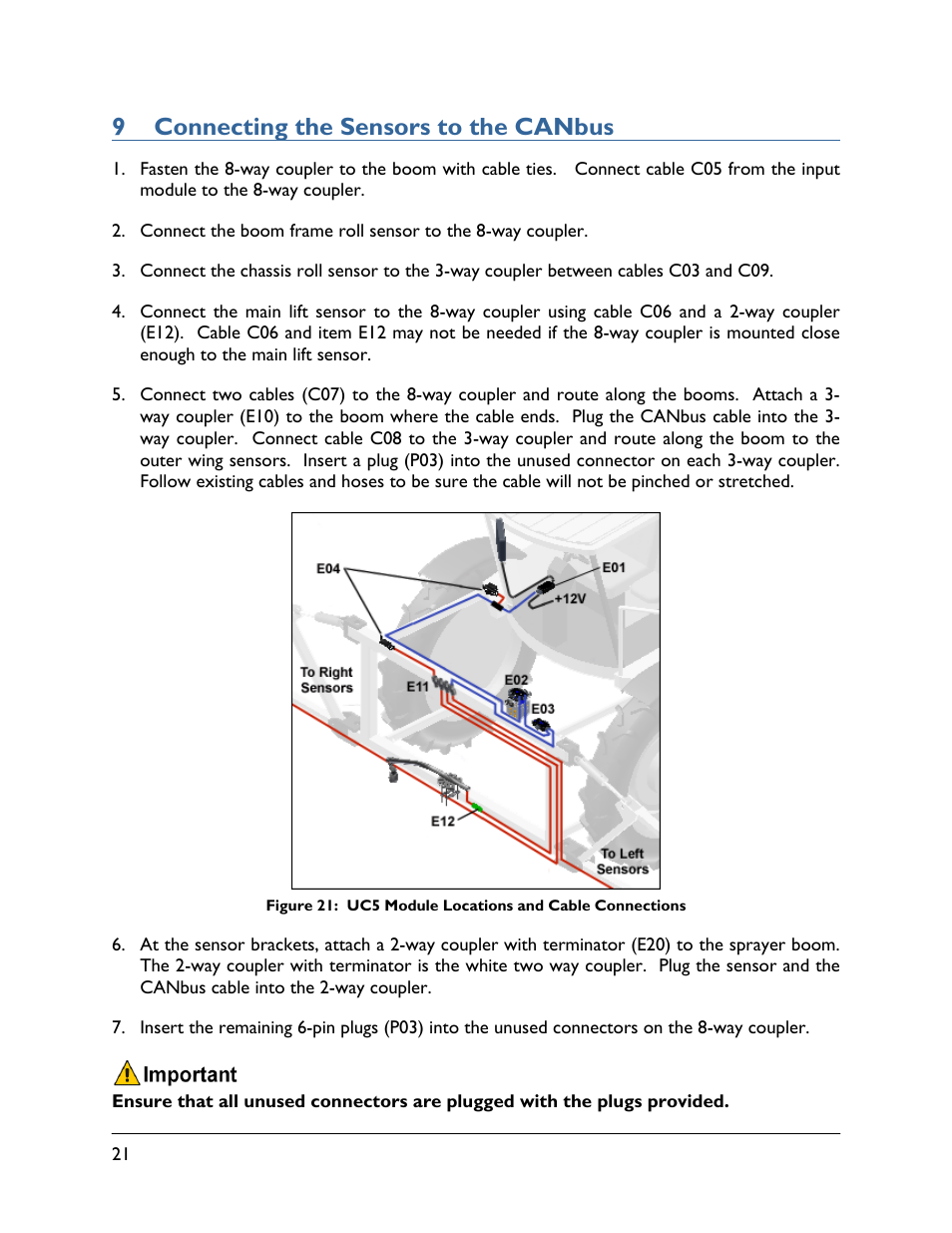 9 connecting the sensors to the canbus | NORAC UC5-BC-HG03 User Manual | Page 24 / 39