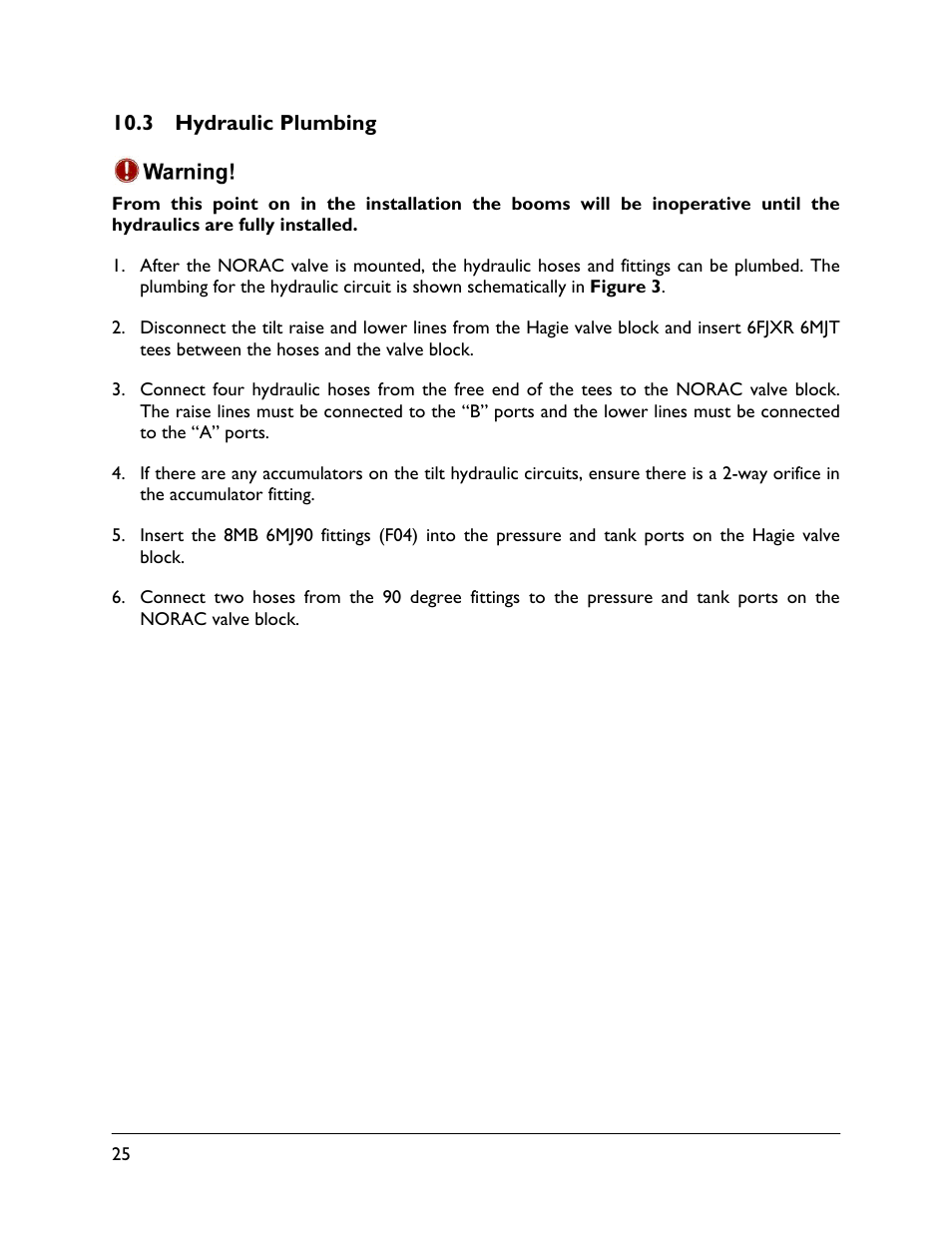 3 hydraulic plumbing | NORAC UC5-BC-HG03 User Manual | Page 28 / 39