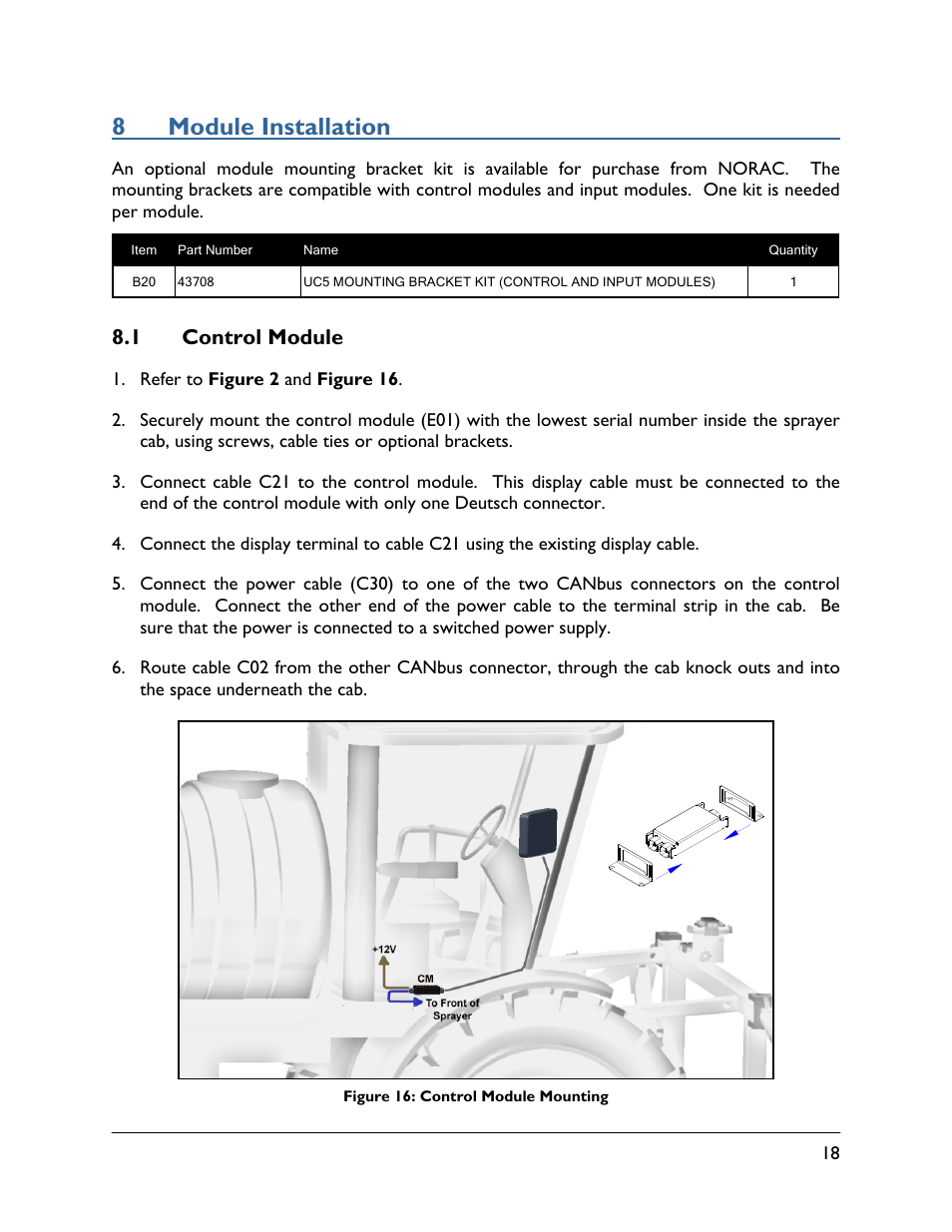 8 module installation, 1 control module, 8module installation | NORAC UC5-BC-HG04 User Manual | Page 21 / 35