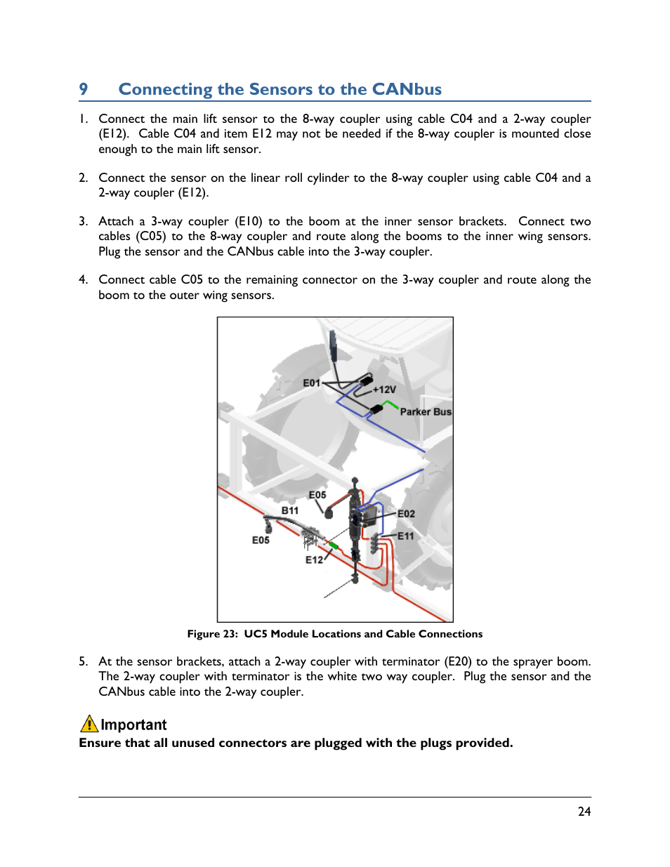 9 connecting the sensors to the canbus, 9connecting the sensors to the canbus | NORAC UC5-BC-HG04 User Manual | Page 27 / 35