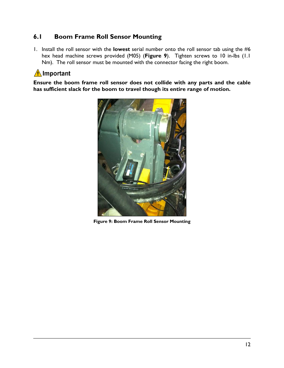 1 boom frame roll sensor mounting | NORAC UC5-BC-HG06 User Manual | Page 15 / 35