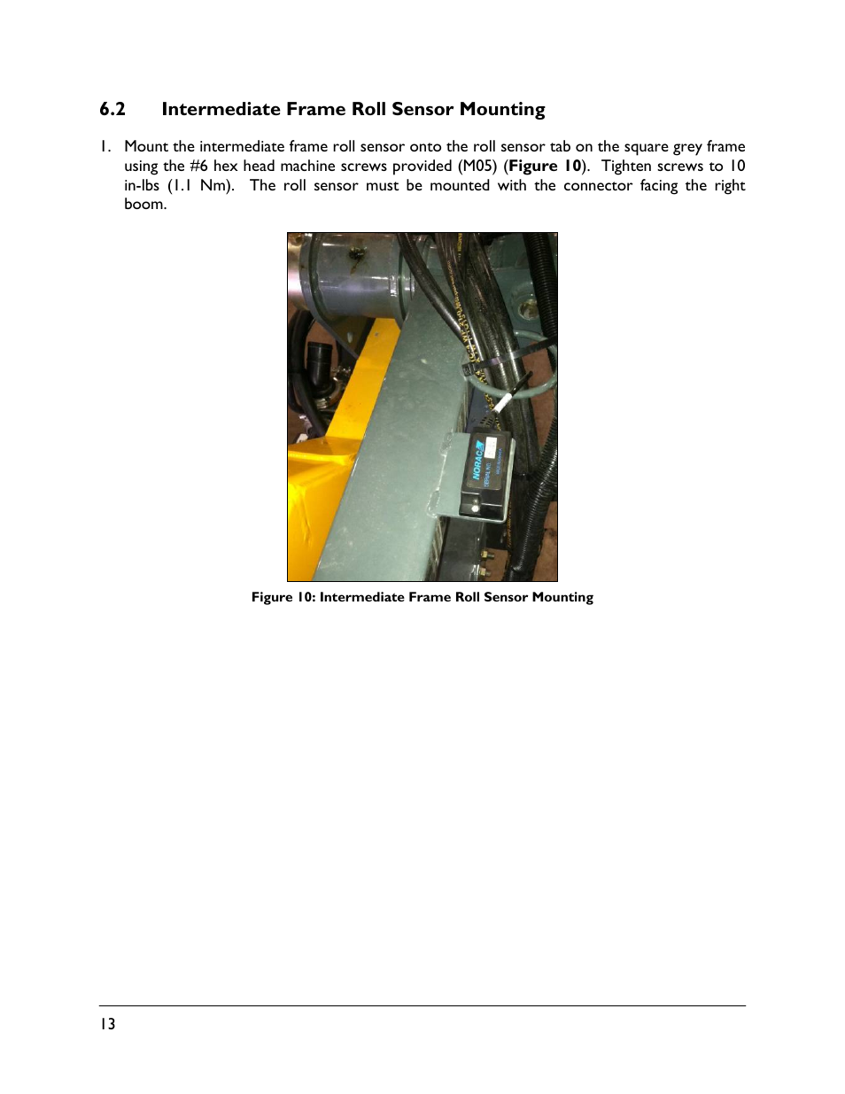 2 intermediate frame roll sensor mounting | NORAC UC5-BC-HG06 User Manual | Page 16 / 35