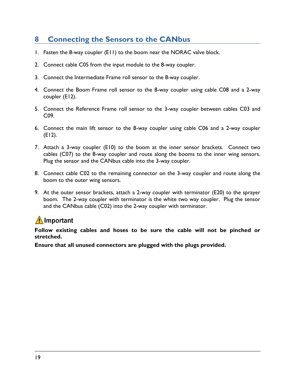 8 connecting the sensors to the canbus | NORAC UC5-BC-HG06 User Manual | Page 22 / 35