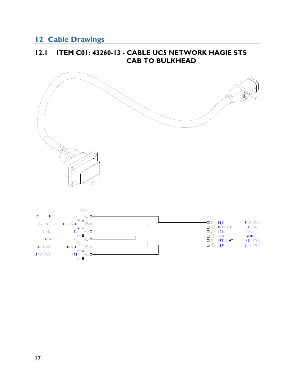 12 cable drawings, 1 item c01: 43260-13 | NORAC UC5-BC-HG07 User Manual | Page 30 / 40