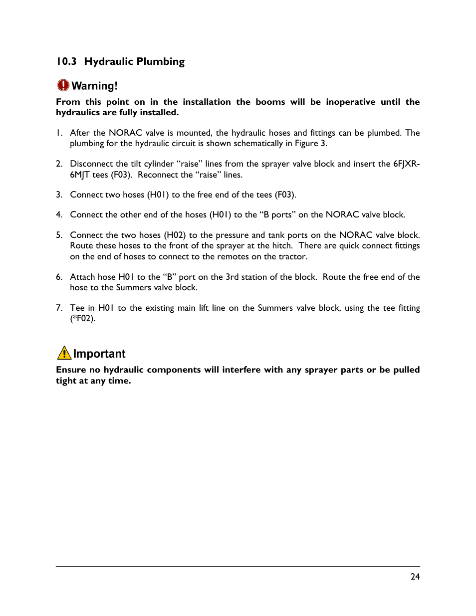 3 hydraulic plumbing | NORAC UC5-BC-SM04 User Manual | Page 27 / 35