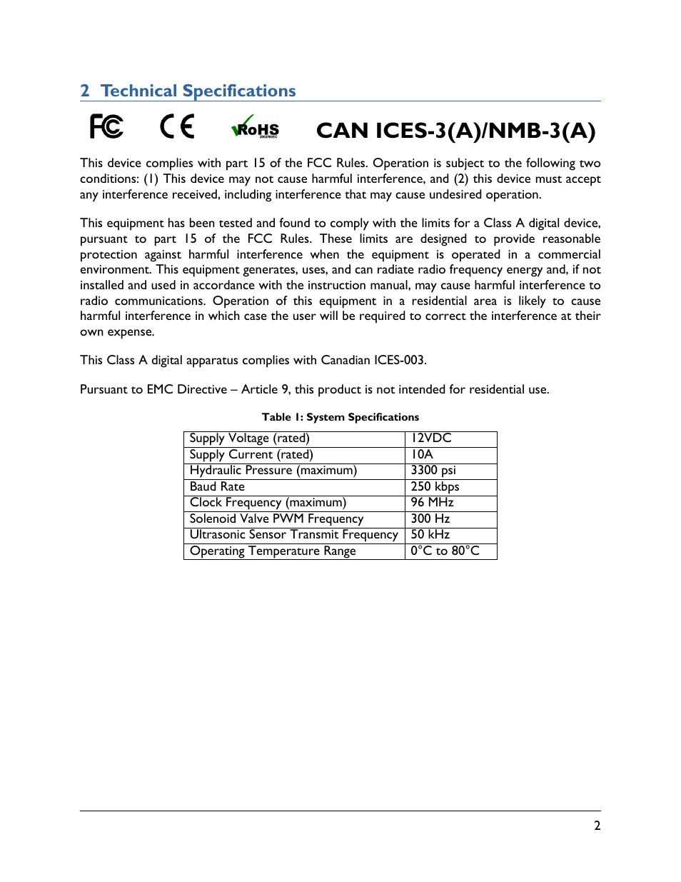 2 technical specifications, Can ices-3(a)/nmb-3(a) | NORAC UC5-SM03-4B User Manual | Page 5 / 18