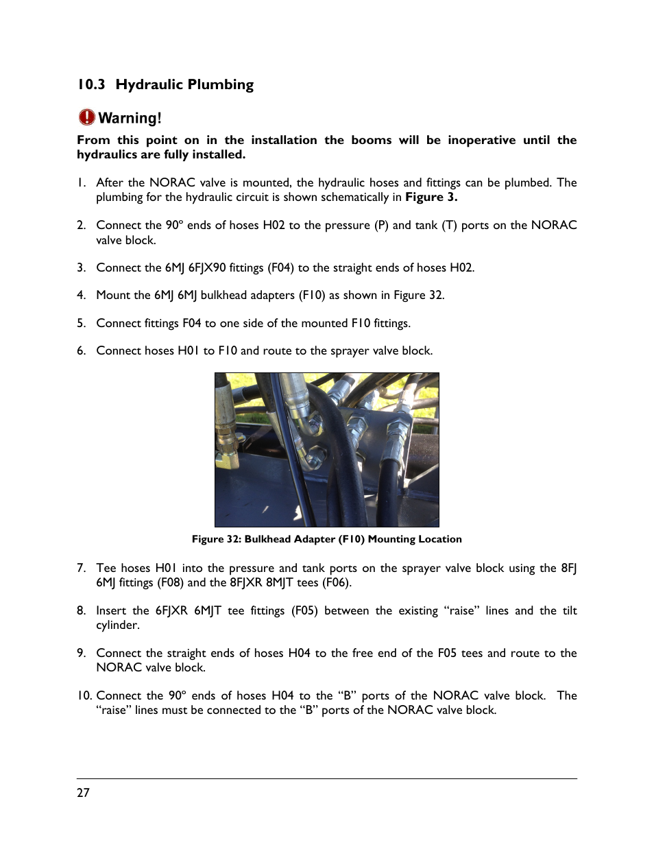 3 hydraulic plumbing | NORAC UC5-BC-WK01 User Manual | Page 30 / 39