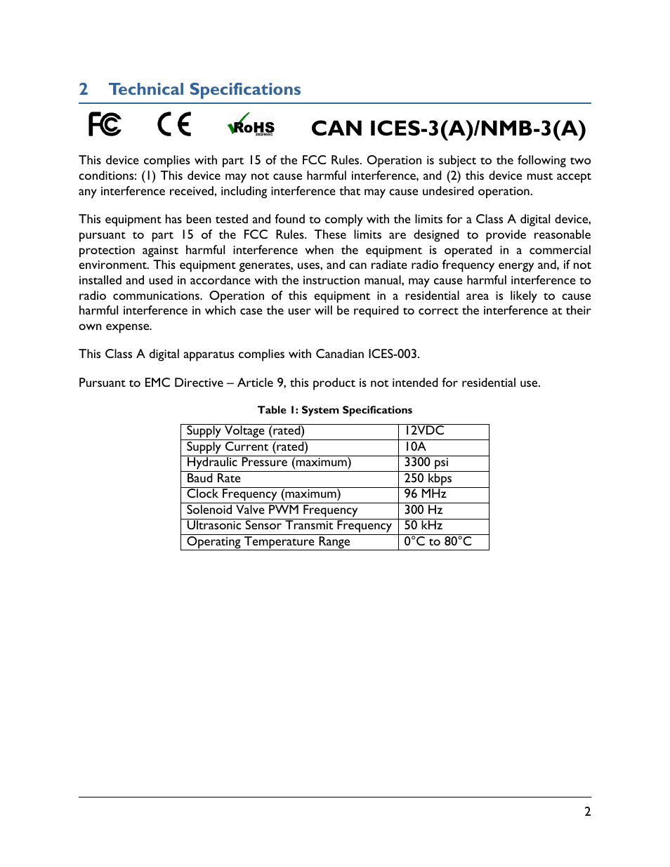 2 technical specifications, Can ices-3(a)/nmb-3(a) | NORAC UC5-BC-WK01 User Manual | Page 5 / 39