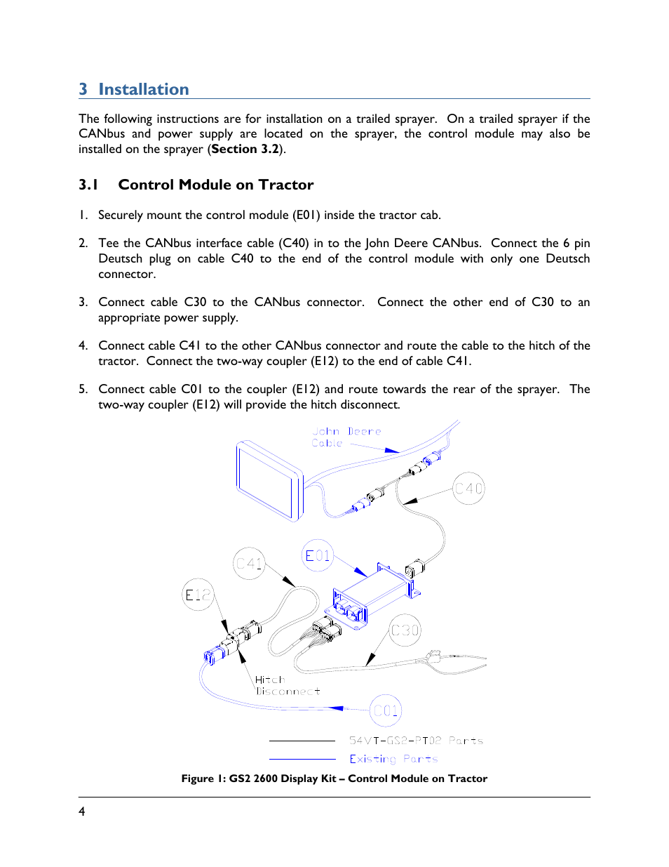 3 installation, 1 control module on tractor | NORAC 54VT-GS2-PT02 User Manual | Page 6 / 14