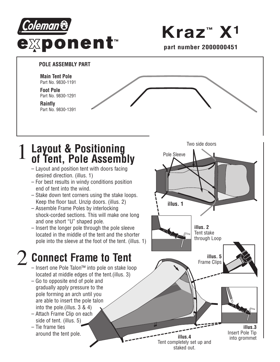 Coleman Kraz X1 User Manual | 2 pages