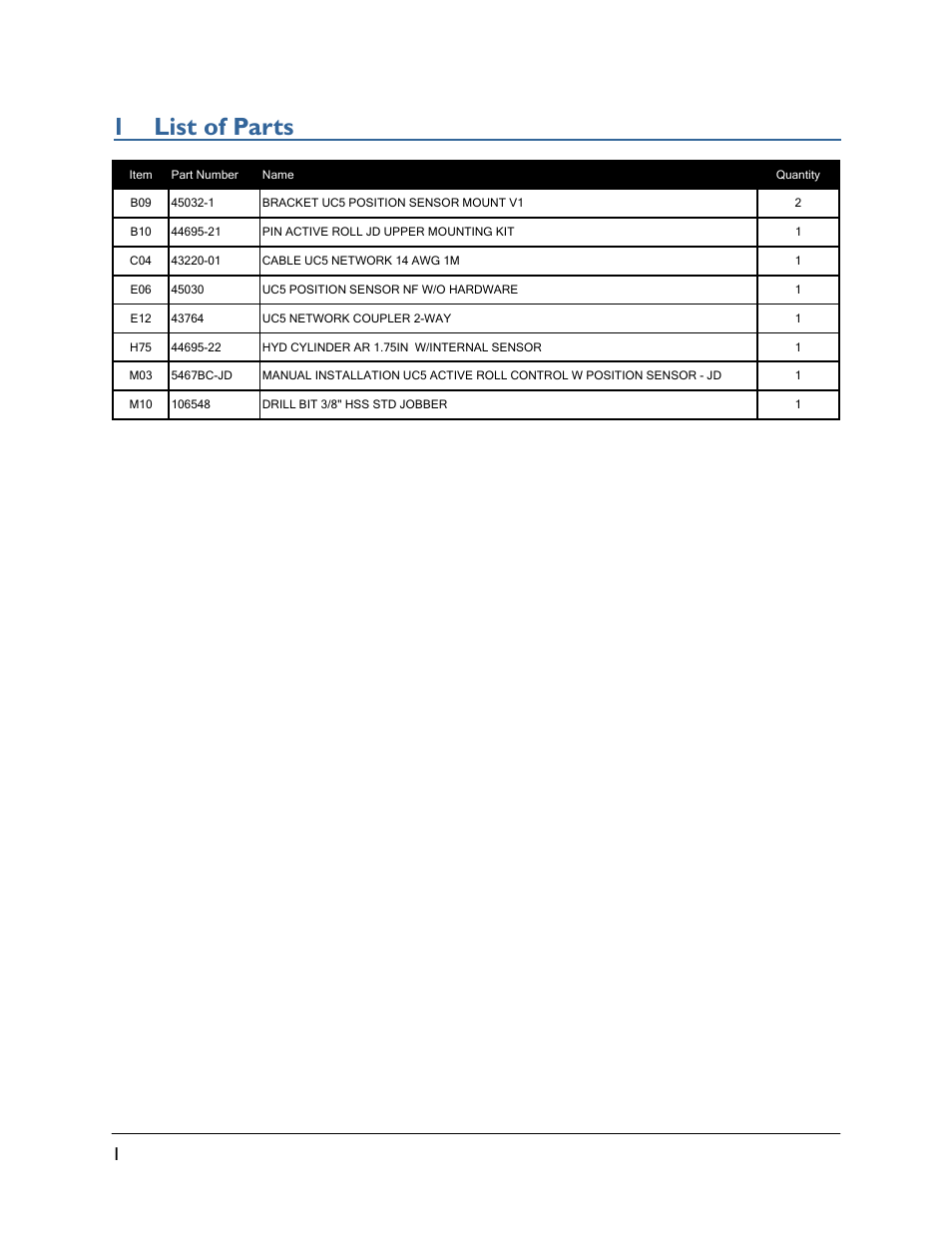 1 list of parts | NORAC 5467BC-JD User Manual | Page 4 / 14