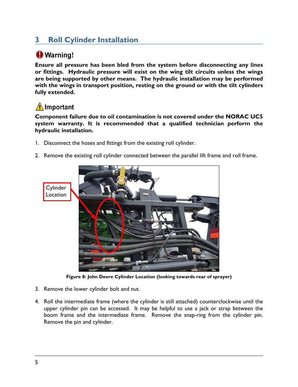 3 roll cylinder installation | NORAC 5467BC-JD User Manual | Page 8 / 14