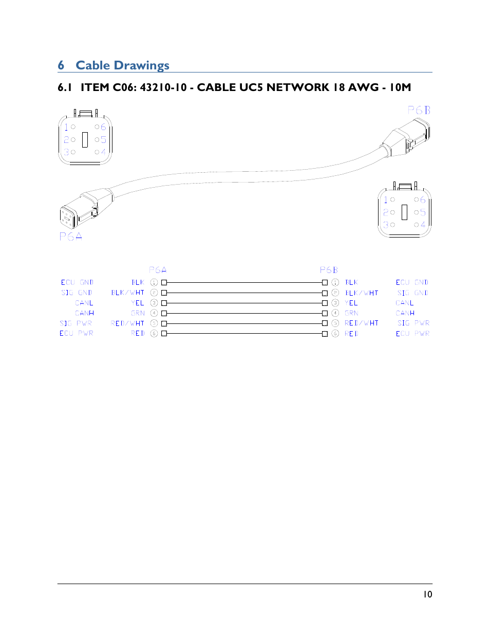 6 cable drawings, 1 item c06: 43210-10 | NORAC 5465BC User Manual | Page 13 / 14