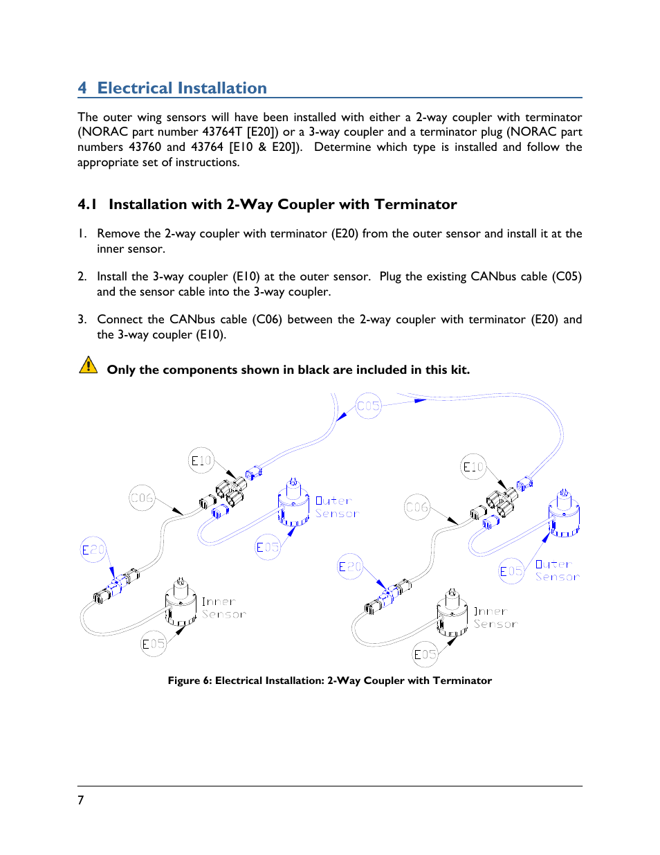 4 electrical installation, 1 installation with 2-way coupler with terminator | NORAC 5465BC-NT User Manual | Page 10 / 14