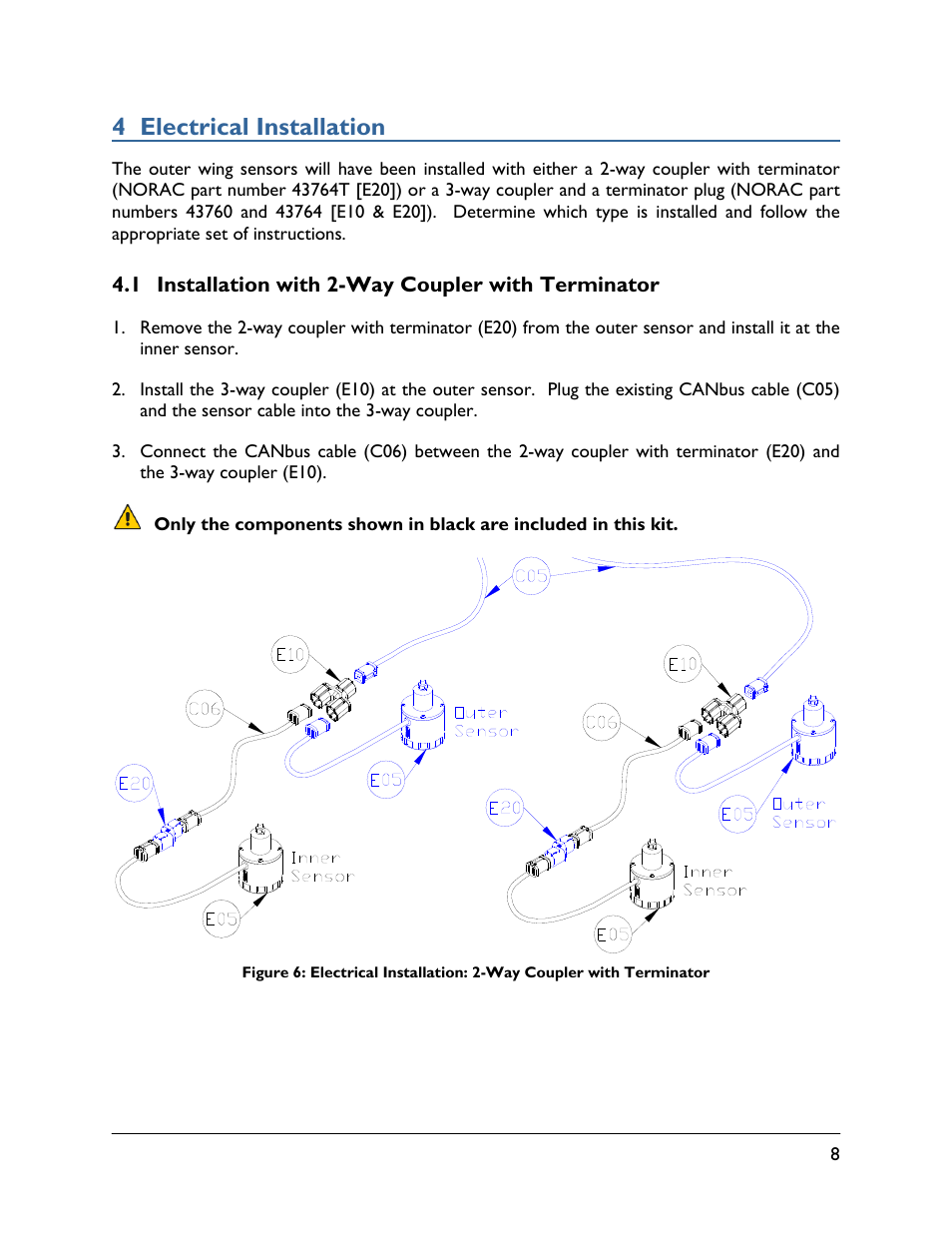 4 electrical installation, 1 installation with 2-way coupler with terminator | NORAC 5465BC-LP User Manual | Page 11 / 15