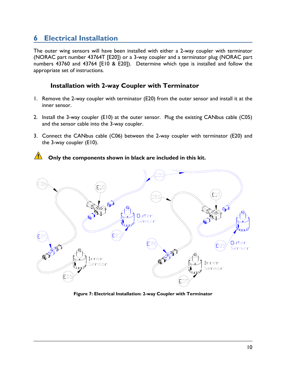 6 electrical installation, 1 installation with 2-way coupler with terminator | NORAC 5465BC-JD-LP User Manual | Page 13 / 17