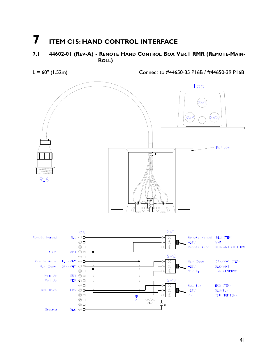 7 item c15: hand control interface, 1 44602-01 (rev-a), Item c15: hand control interface | NORAC UC4+BC+CBL User Manual | Page 45 / 64