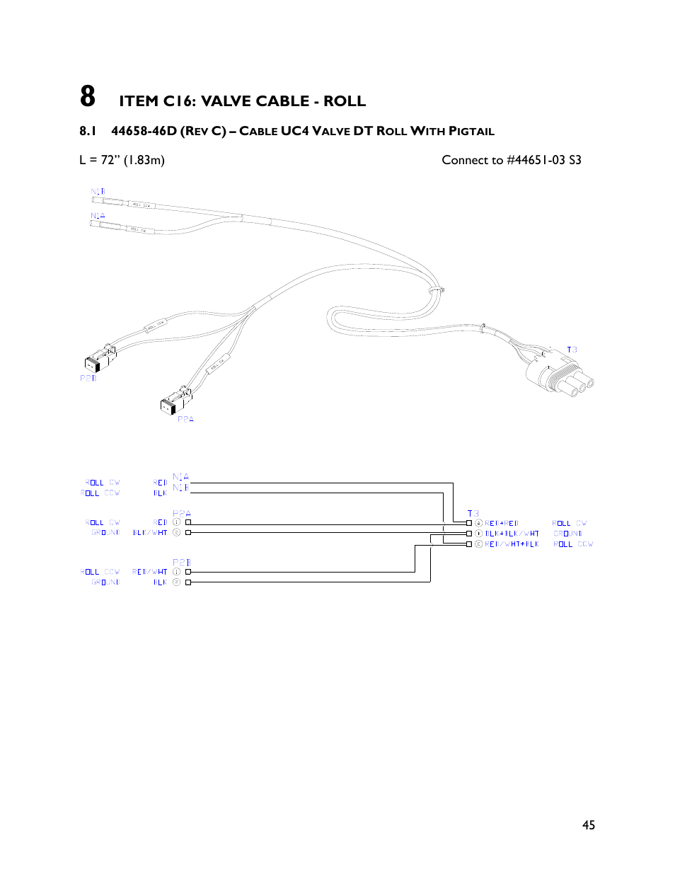 8 item c16: valve cable - roll, 1 44658-46d (rev c), Item c16: valve cable - roll | NORAC UC4+BC+CBL User Manual | Page 49 / 64