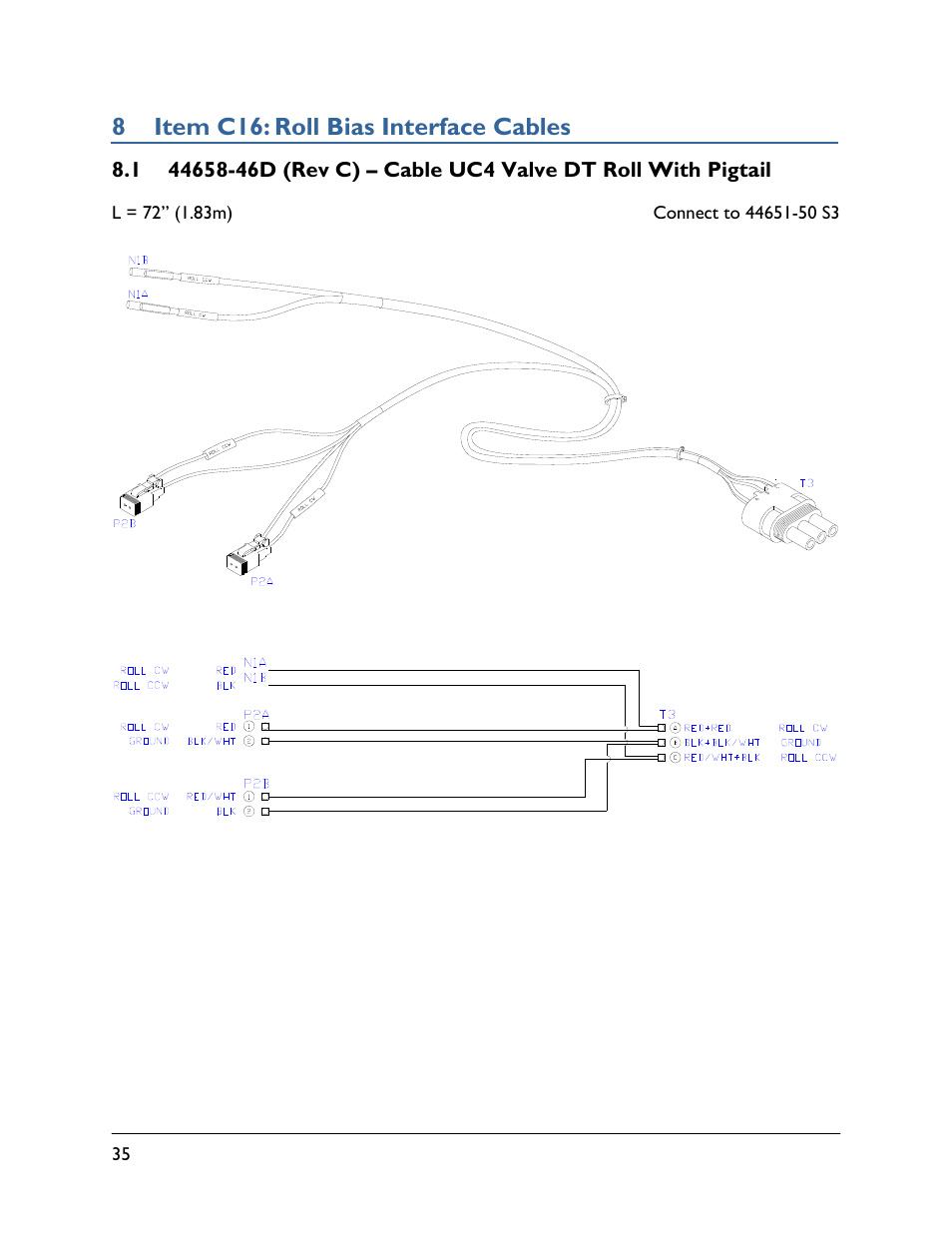 8 item c16: roll bias interface cables, 1 44658-46d (rev c) | NORAC UC4.5-BC User Manual | Page 38 / 92